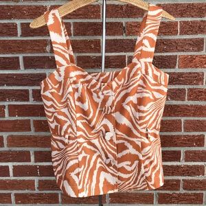 NWOT Anthropologie Mare Mare Zebra Print Button Up Tank Top Gold White Size S